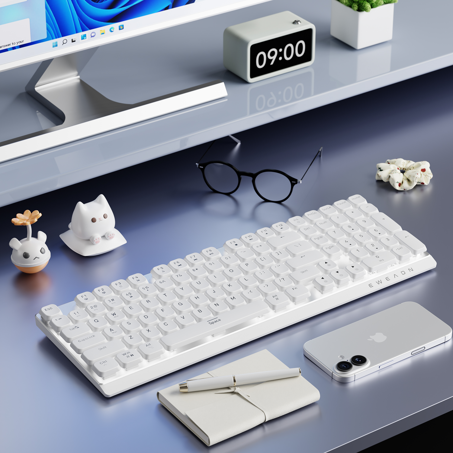Tech For Office - EWEADN Wireless Low-Profile Mechanical Gaming Keyboard,